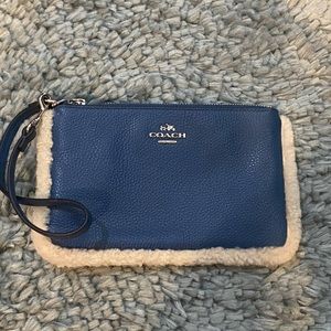 Blue leather coach wristlet